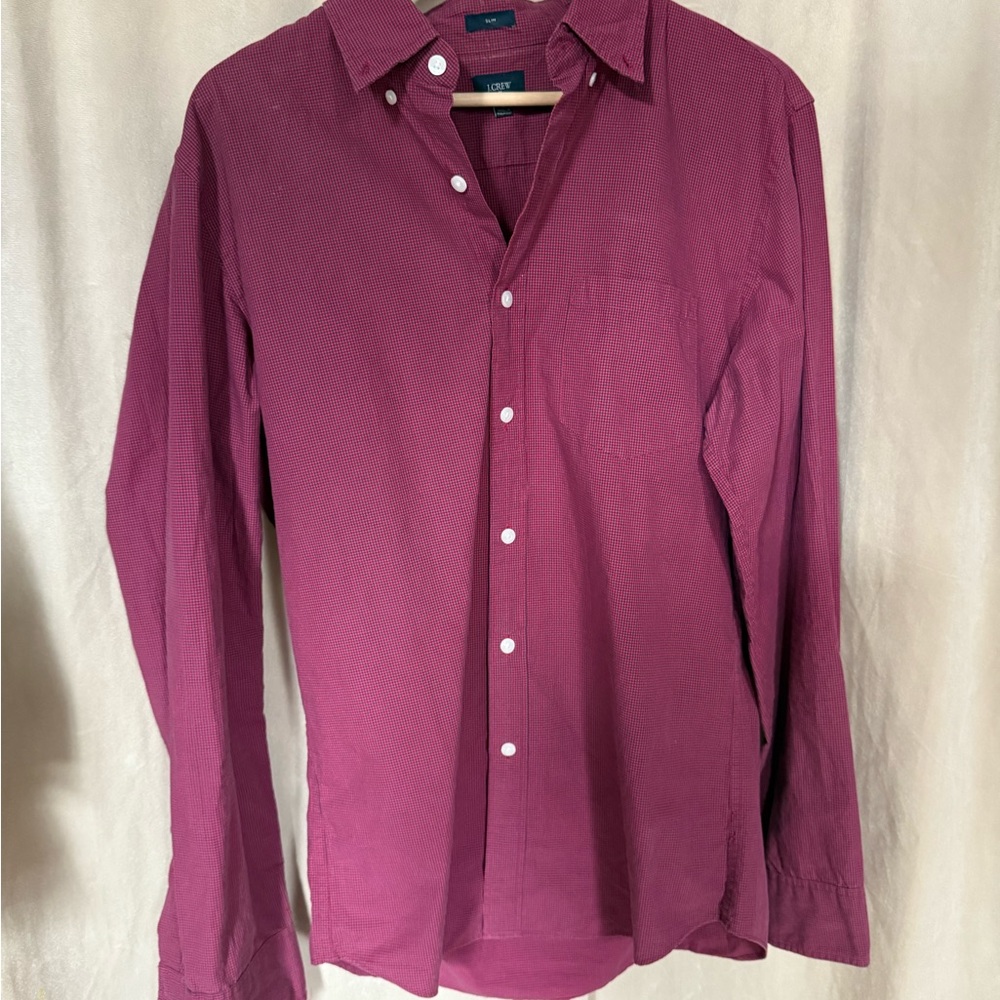 Men's Burgundy Button-Up Shirt j.crew M slim fit